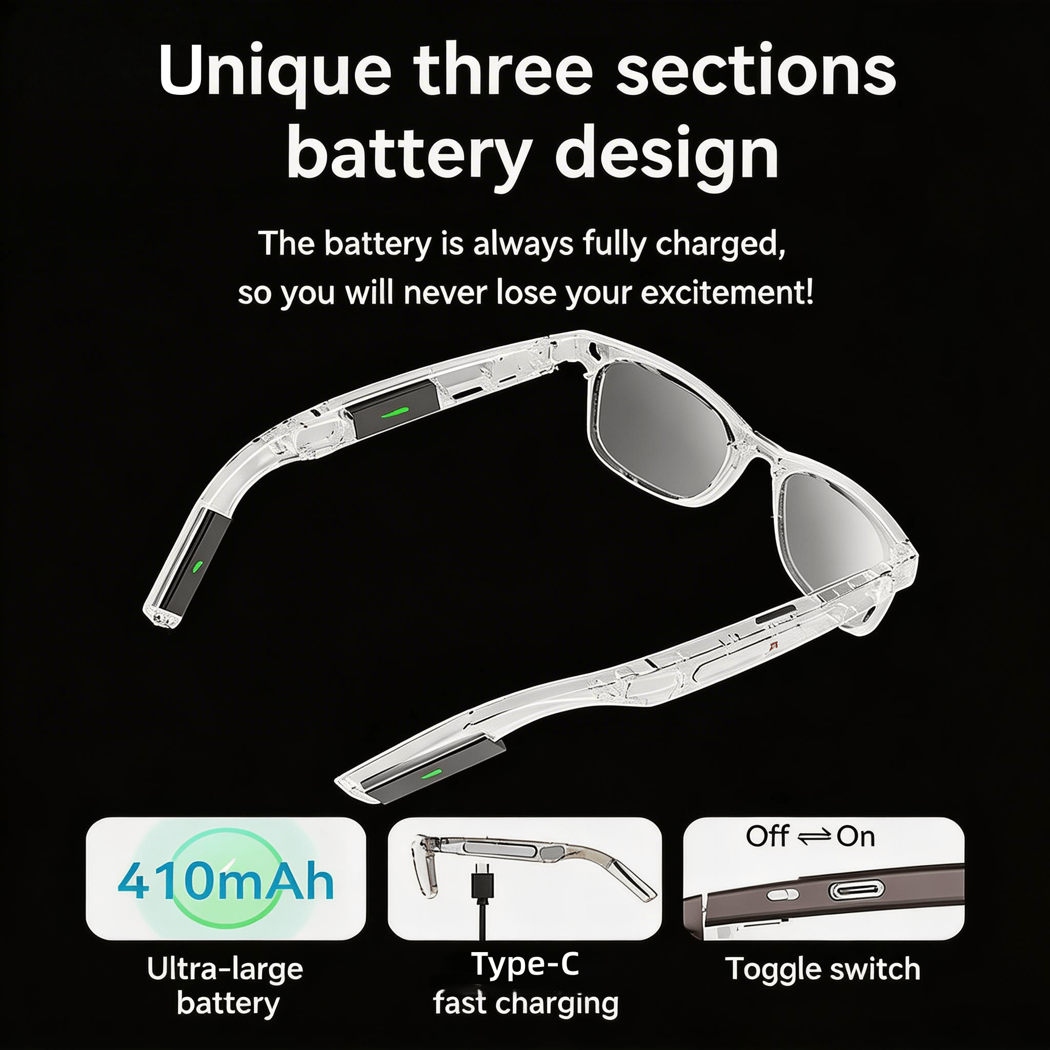 4K Camera Glasses with AI Smar - огляд і ціна Audio Music Recognition