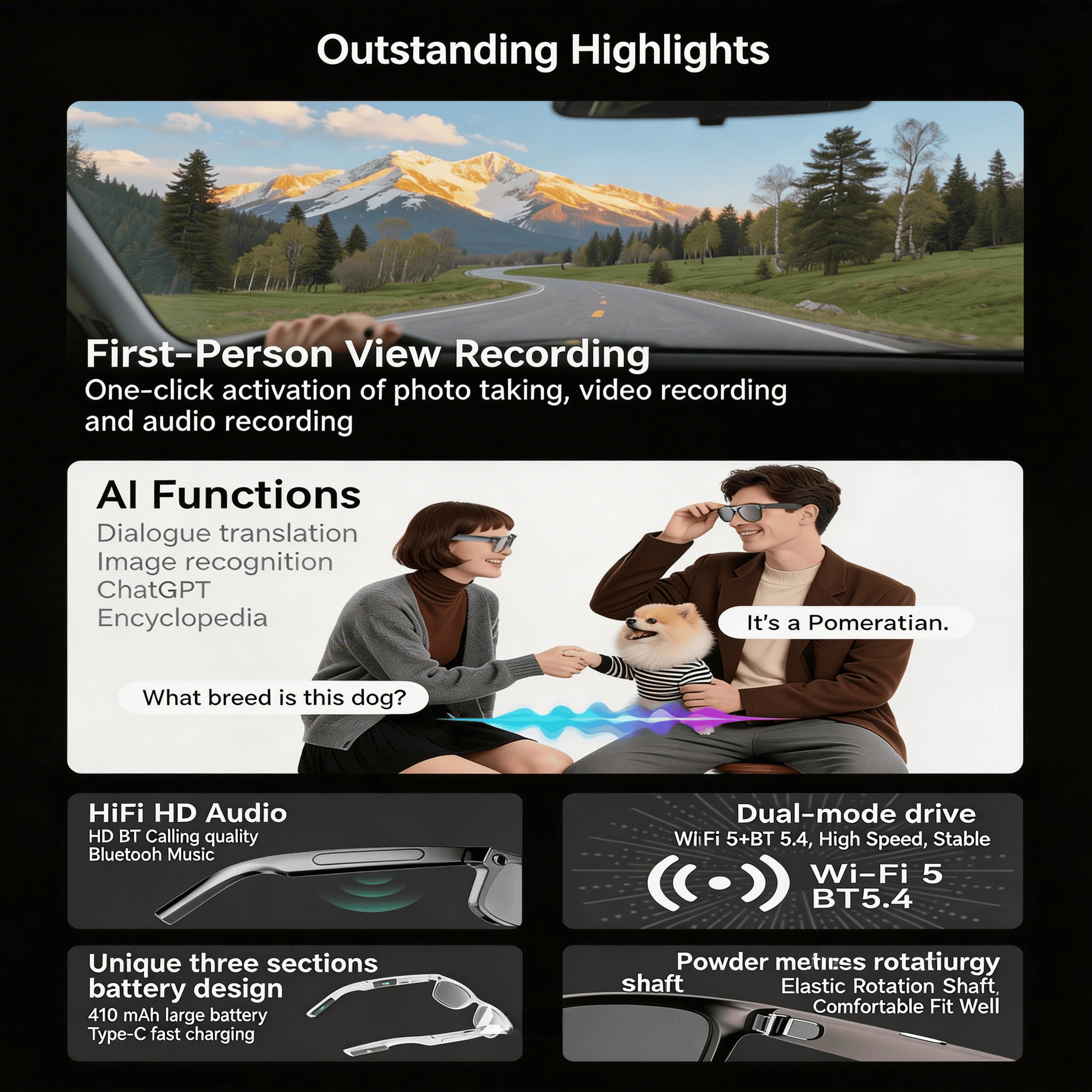 4K Camera Glasses with AI Smar - огляд і ціна Audio Music Recognition