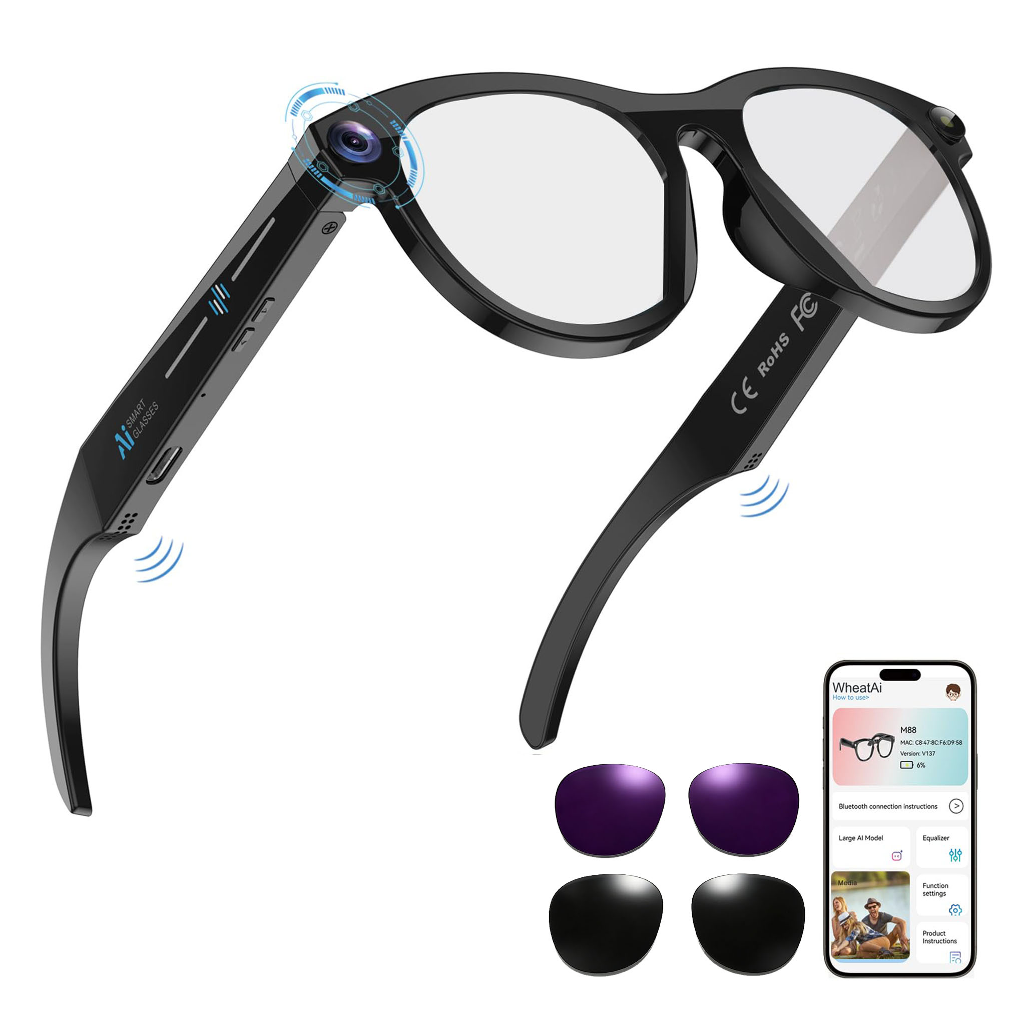 Black Smart Ai Glasses for Men - огляд і ціна Audio Musically