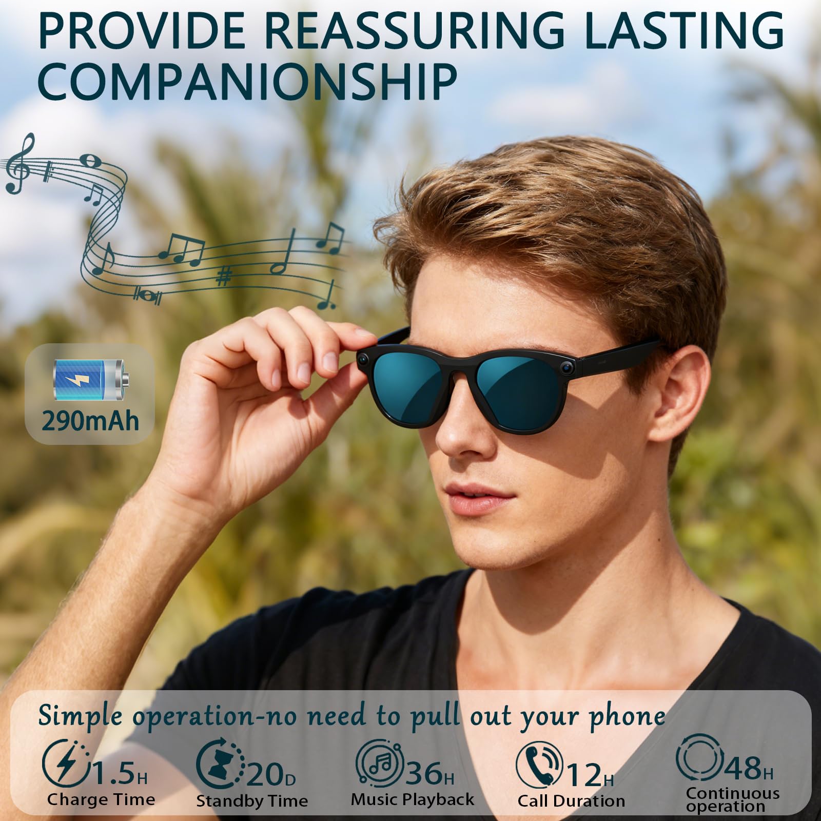 Black Smart Ai Glasses for Men - огляд і ціна Audio Musically