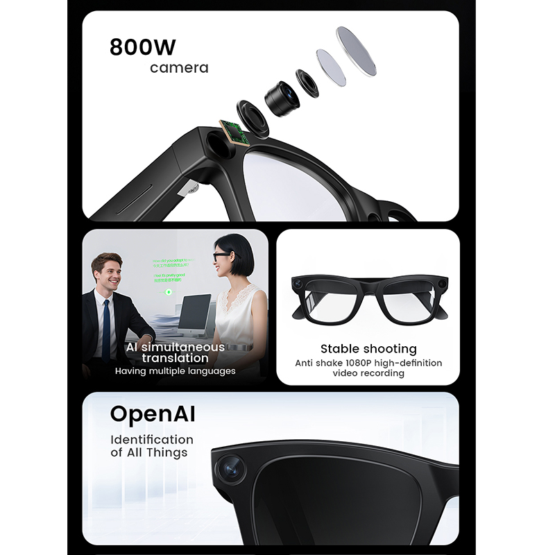 New AI Smart Glasses 800W Came - огляд і ціна Audio Music Recognition